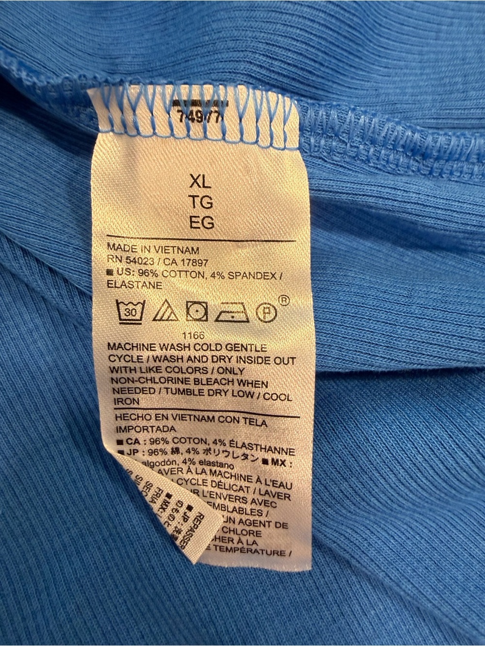 Banana Republic Factory Crew Ribbed Elbow Sleeve blue top SZ XL - Picture 8 of 12
